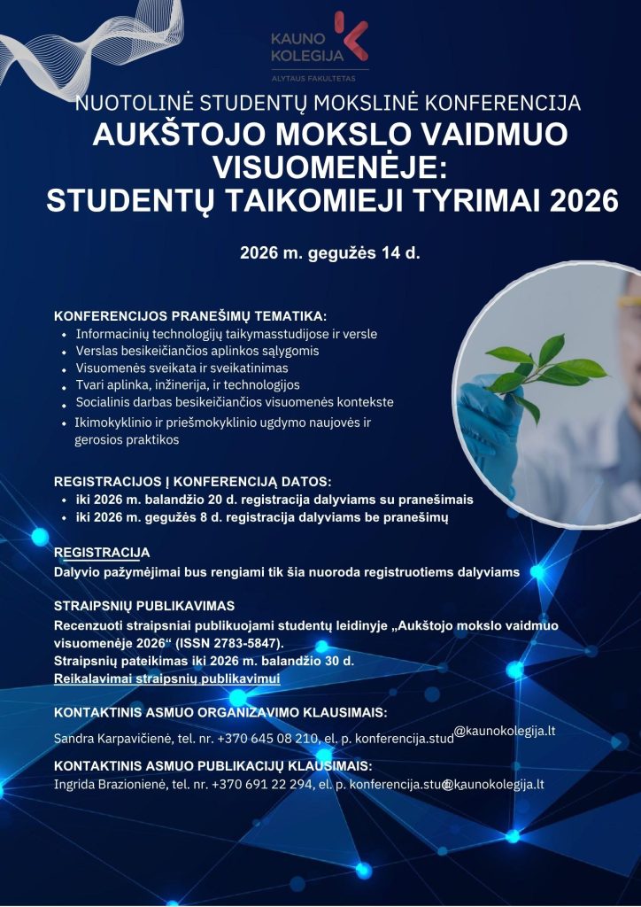 Studentų konferencija 2026 Kauno kolegija Alytaus fakultetas