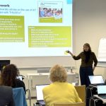 Lecturer Babette Dolfin from The Hague University of Applied Sciences delivers a training session on responsible AI use in assessment to Business Faculty lecturers at Kauno kolegija.